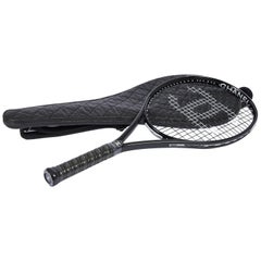 Nouvelle raquette de tennis Chanel noire avec housse