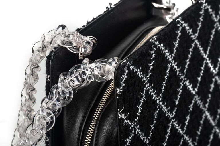 New Chanel Black Tweed Clear Lucite Bag For Sale at 1stDibs