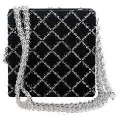 New Chanel Black Tweed Clear Lucite Bag
