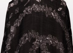 New Chanel Black  White Leaves Print Shawl 54" Scarf
