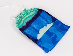 New Chanel Blue Clouds Sarong 76" Shawl With Pouch