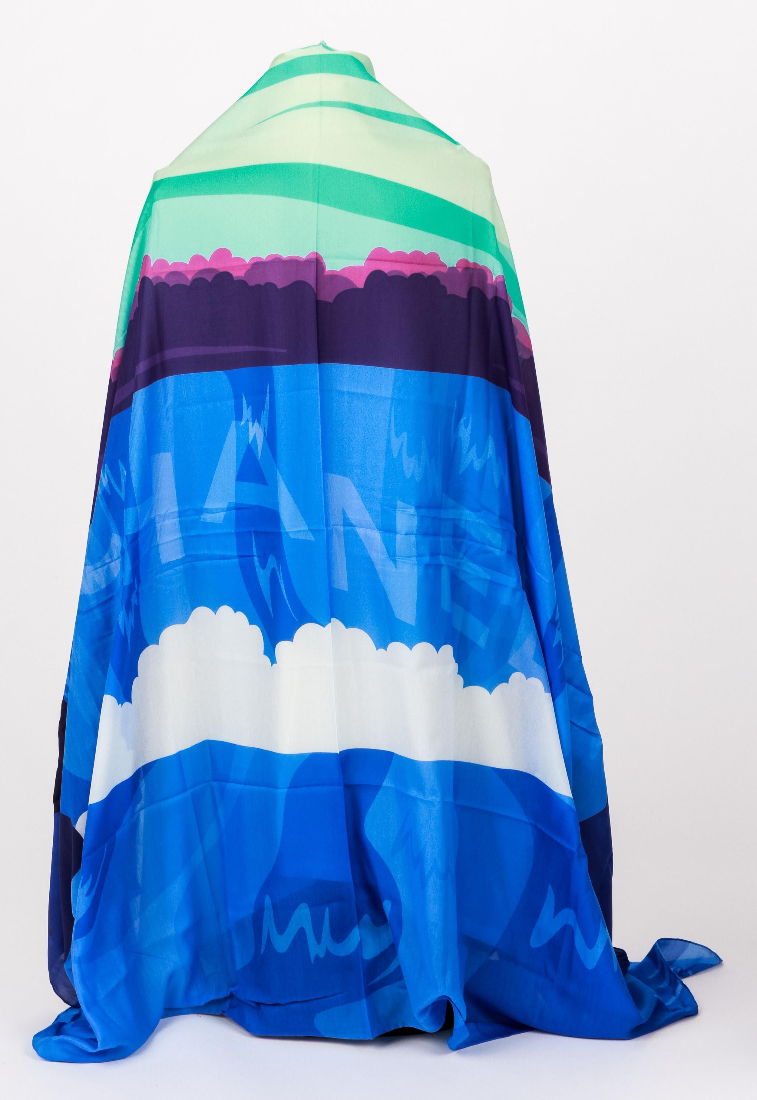Women's New Chanel Blue Clouds Sarong 76
