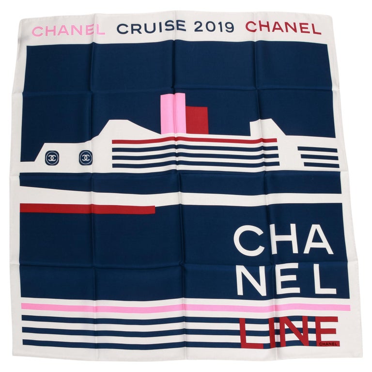 New Chanel Blue Cruise 2019 Silk Scarf For Sale at 1stDibs