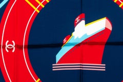 New Chanel Blue Cruise Silk Scarf