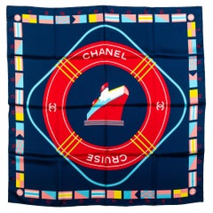New Chanel Blue Cruise Silk Scarf