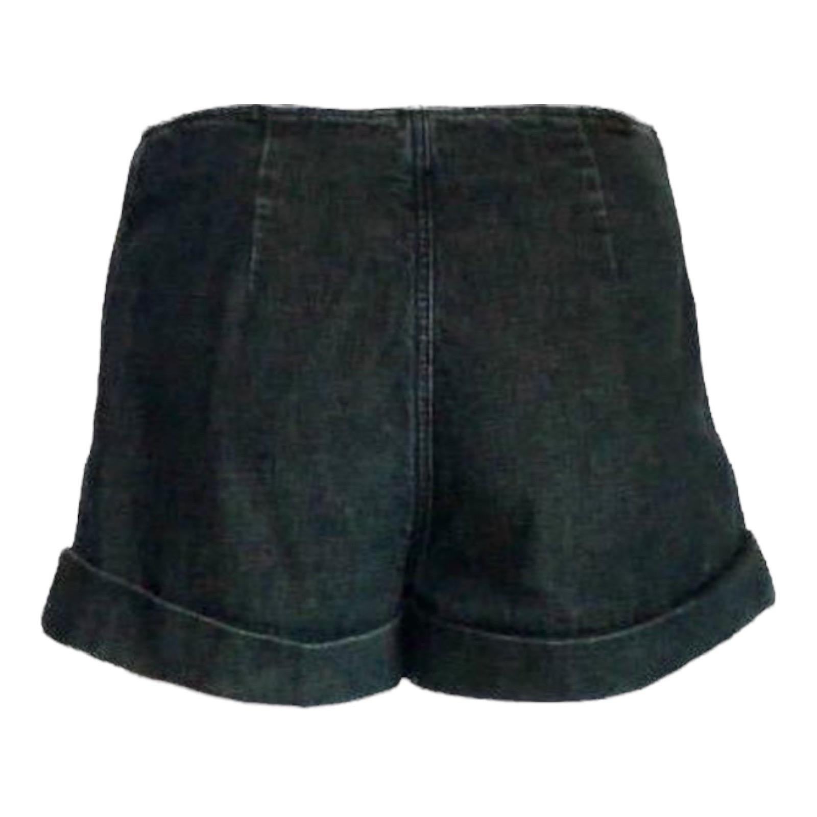 UNWORN Chanel Blaue Jeans Denim Hot Pantoletten Shorts 40 (Schwarz) im Angebot