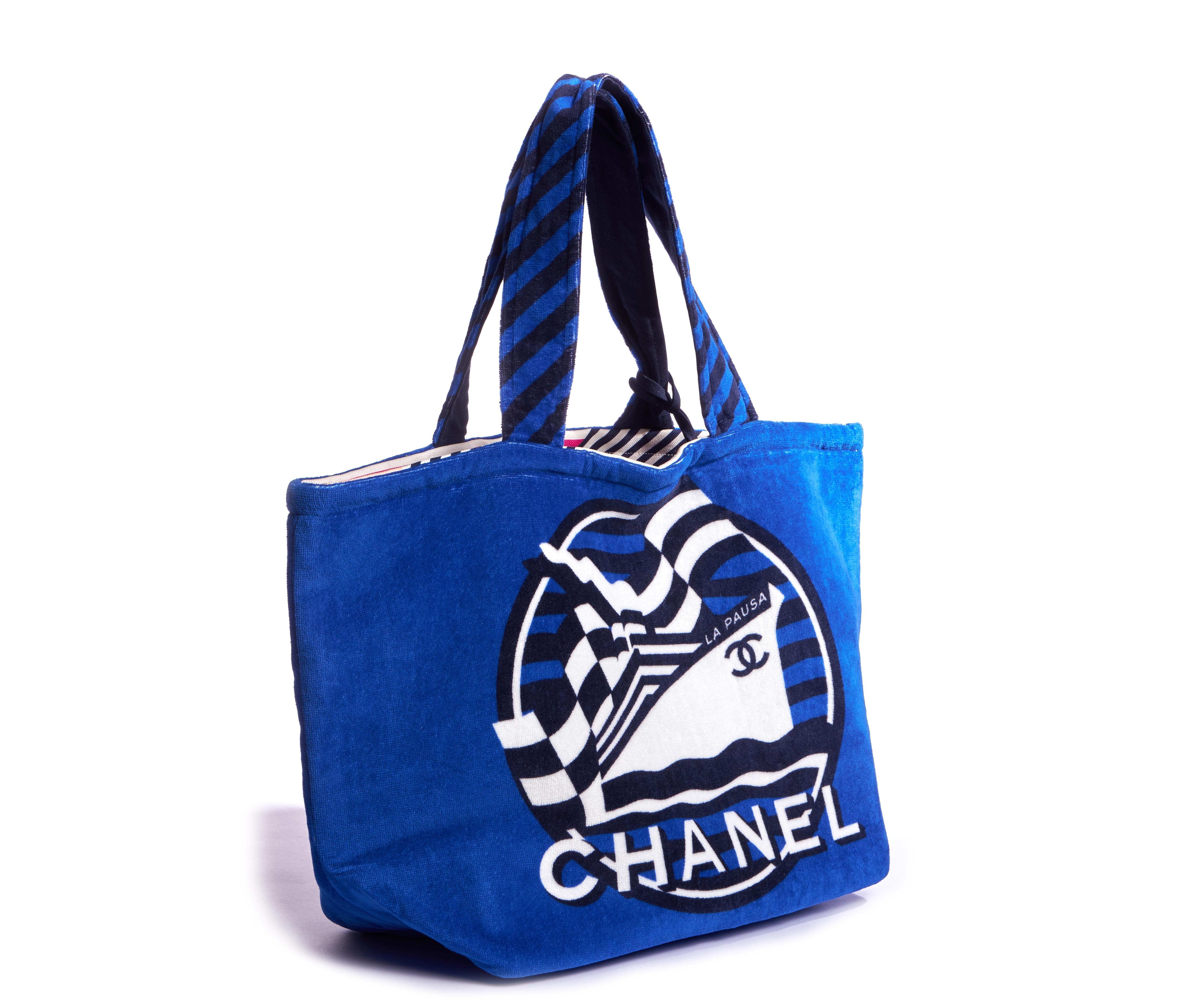 chanel blue beach bag