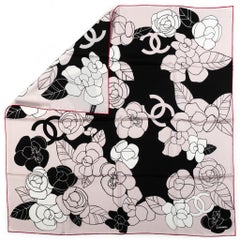 New Chanel Camellia Logo Silk Scarf