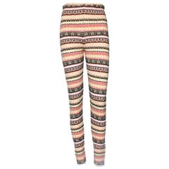 NEW Chanel Cashmere Fair Isle Intarsia Knit CC Logo Leggings Pants at ...