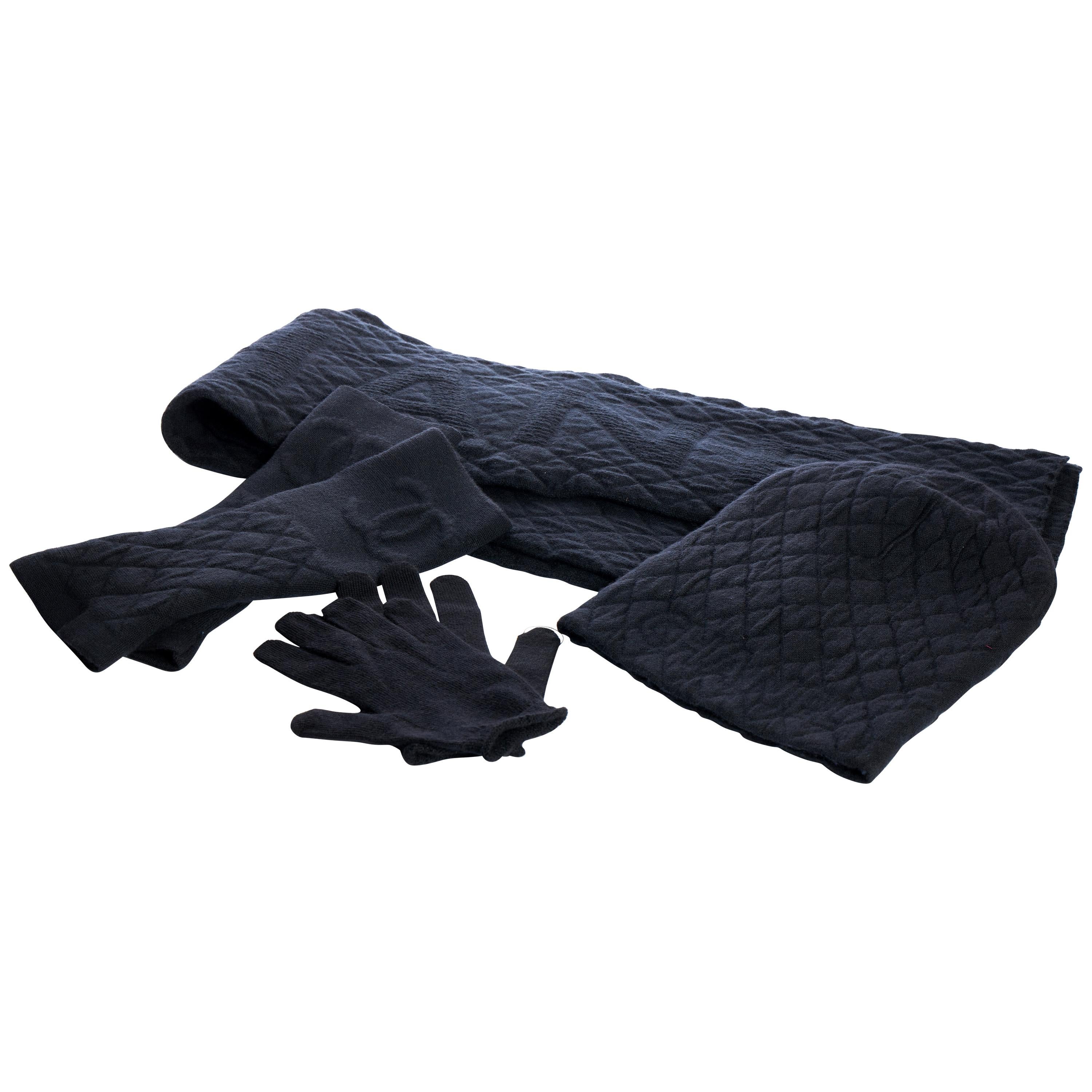 NEW Chanel Cashmere Hat Gloves Scarf Set at 1stDibs chanel hat and