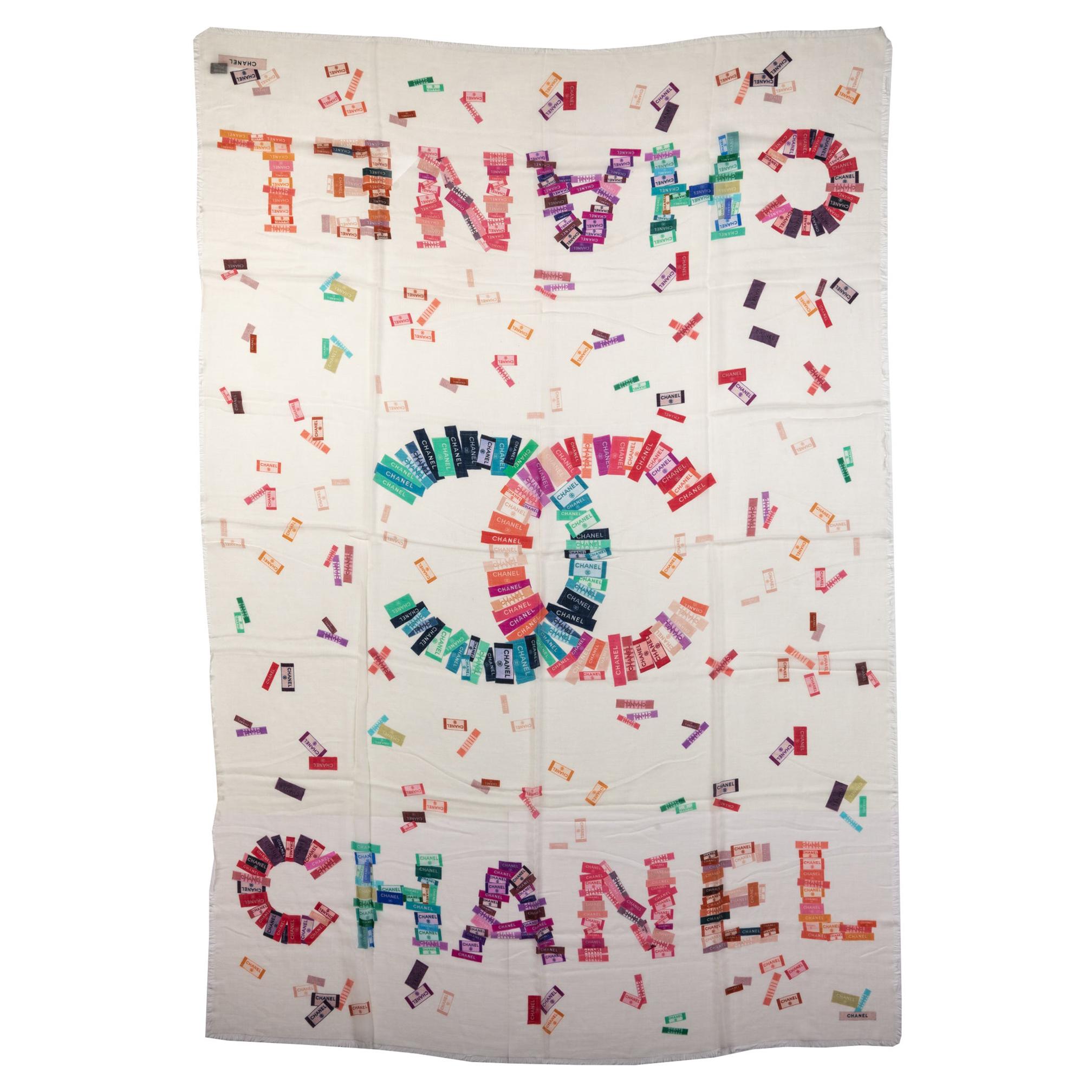 Nuovo scialle Chanel in seta cashmere multicolore