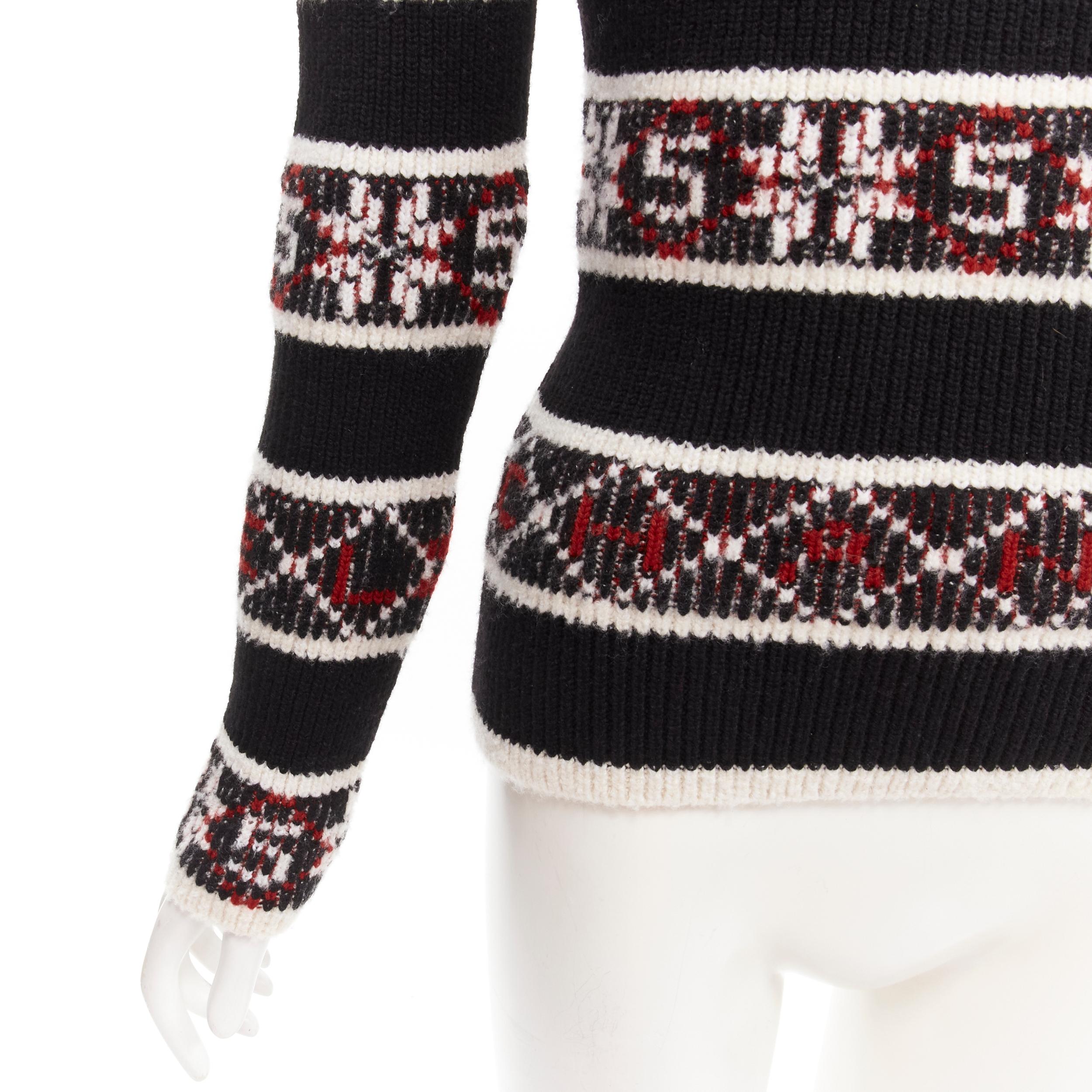 new CHANEL CC buttons red black Snowflake 5 fair isle intarsia sweater FR36 S 3