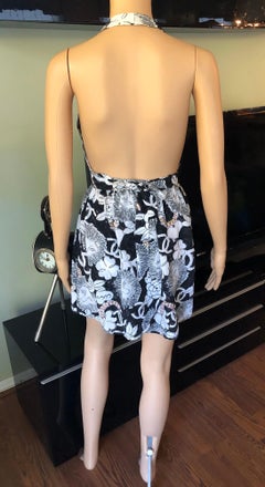 New Chanel Spring 2010 CC Logo Monogram Silk Halter Open Back Wrap Dress