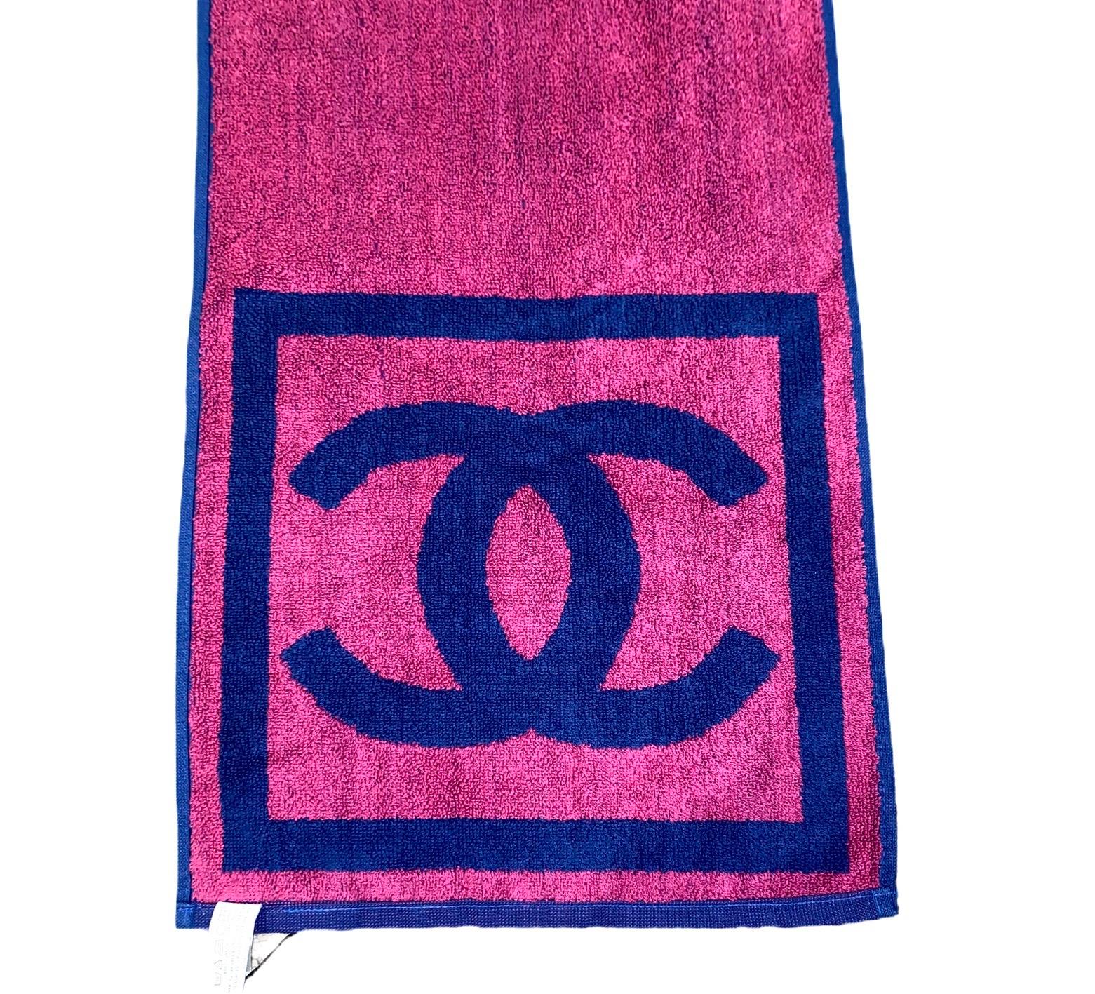 Red NEW Chanel CC Logo Signature Two-Sided Terry Cloth Beach Pool Sport Towel  For Sale