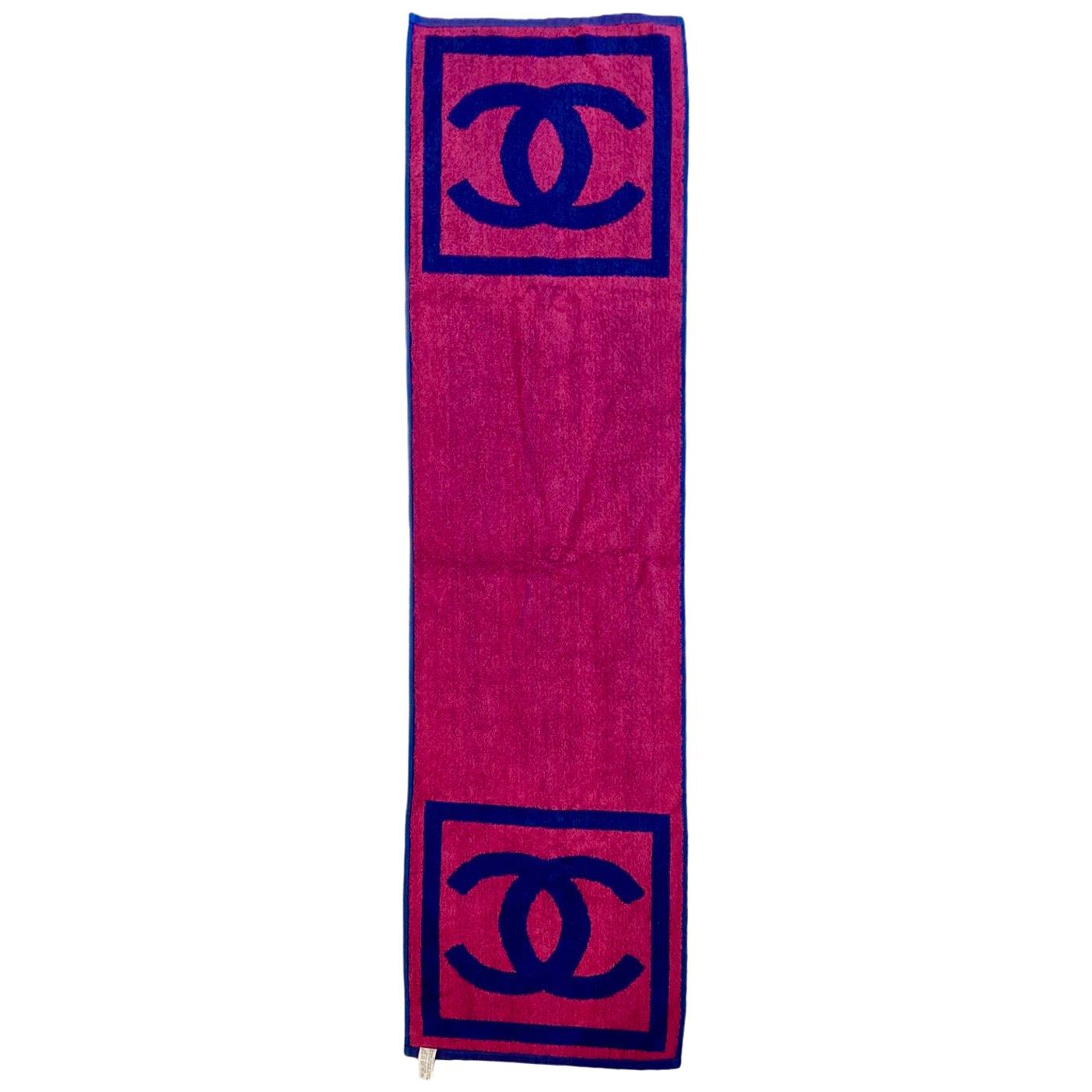 NEW Chanel CC Logo Signature Two-Sided Terry Cloth Beach Pool Sport Towel 