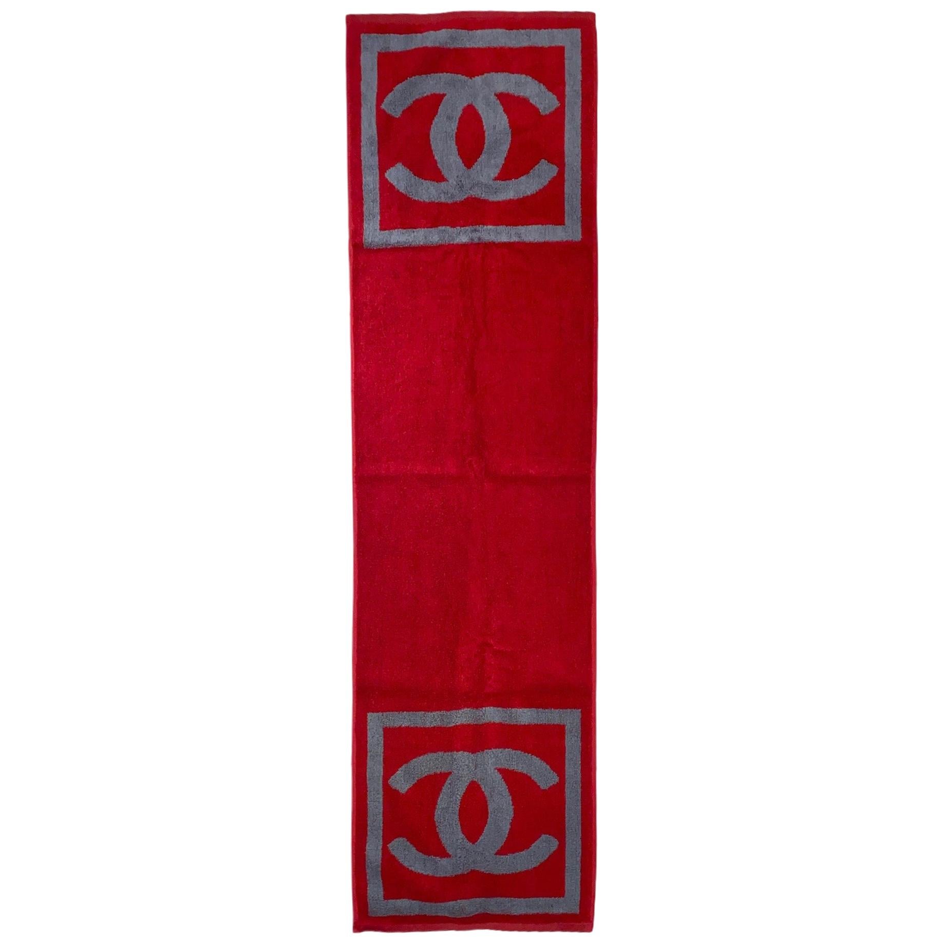 NEW Chanel CC Logo Signature Double Face Terry Cloth Beach Pool Sport Towel 