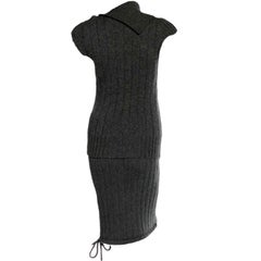 NEU Chanel Anthrazitgraues Ensemble aus Kaschmirmischung mit Rock und Top, Anzug als Kleid 38