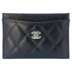 New Chanel Classic Card Holder Black Calfskin Quilted CC Card Holder