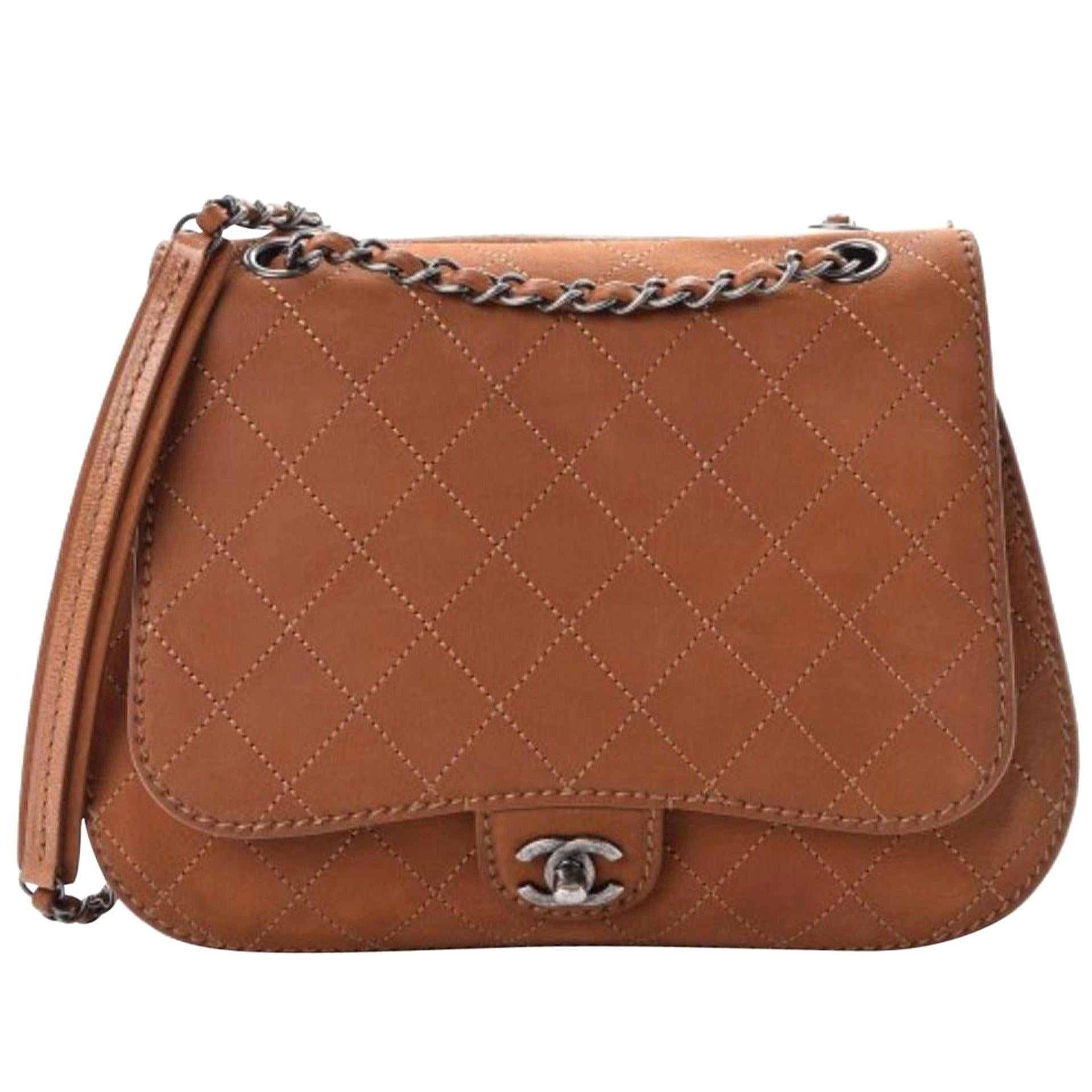 brown chanel classic flap