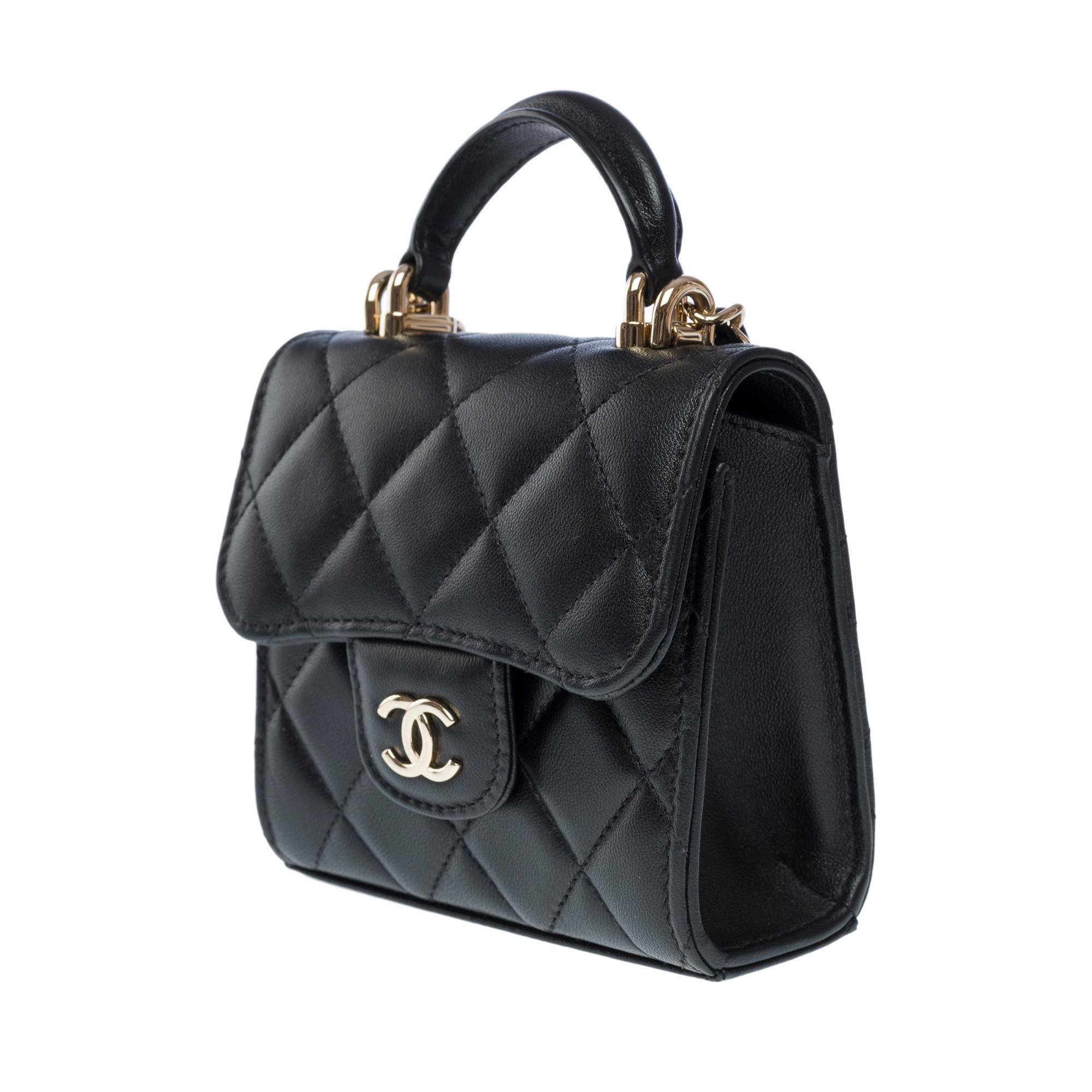 New Chanel Clutch shoulder flap bag in black quilted leather, CHW 1