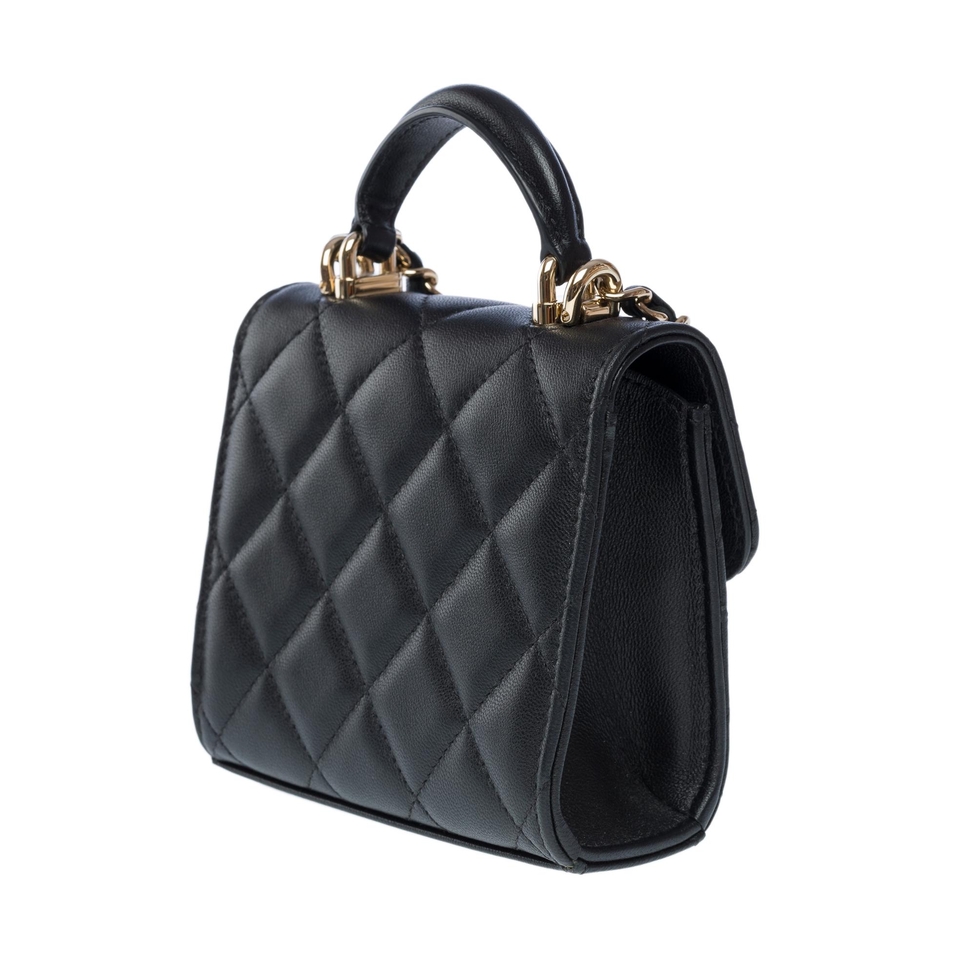 New Chanel Clutch shoulder flap bag in black quilted leather, CHW 2