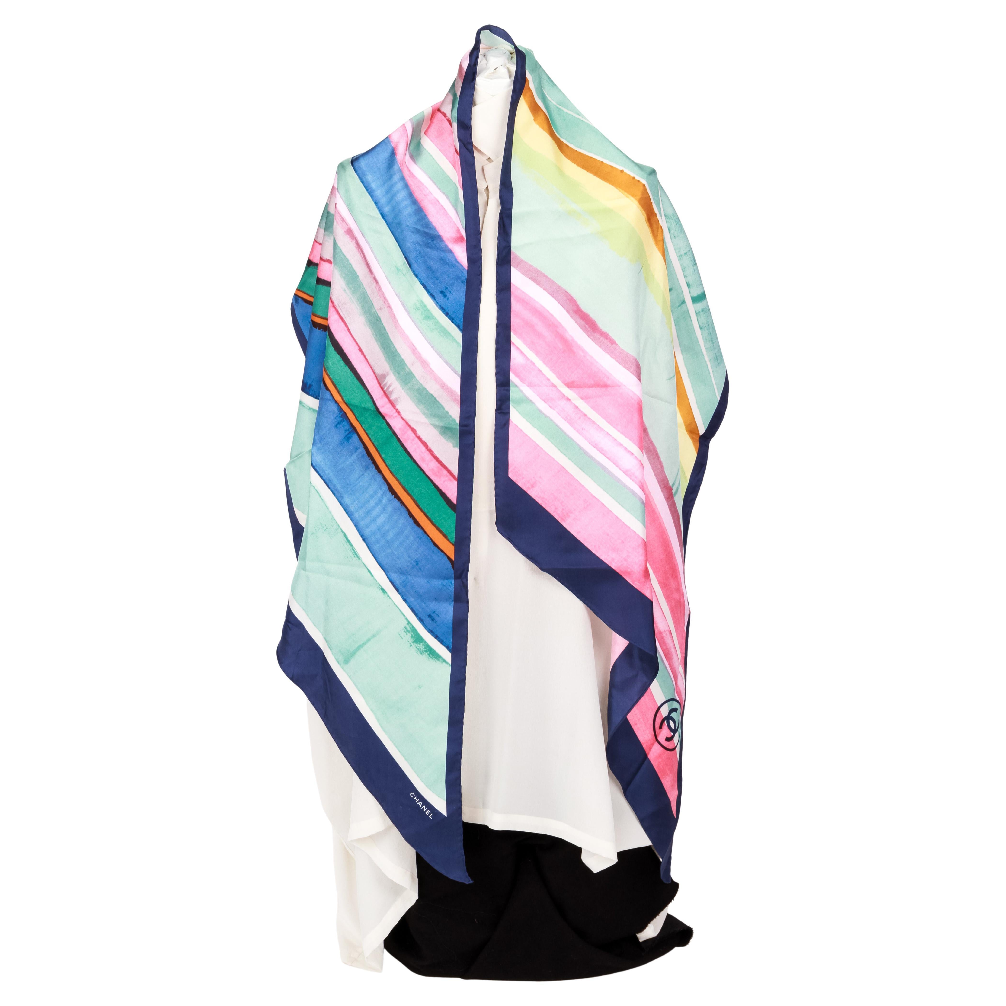New Chanel Coco Cuba Striped Silk Stole Scarf Shawl For Sale at 1stDibs |  coco chanel scarf, chanel stole scarf