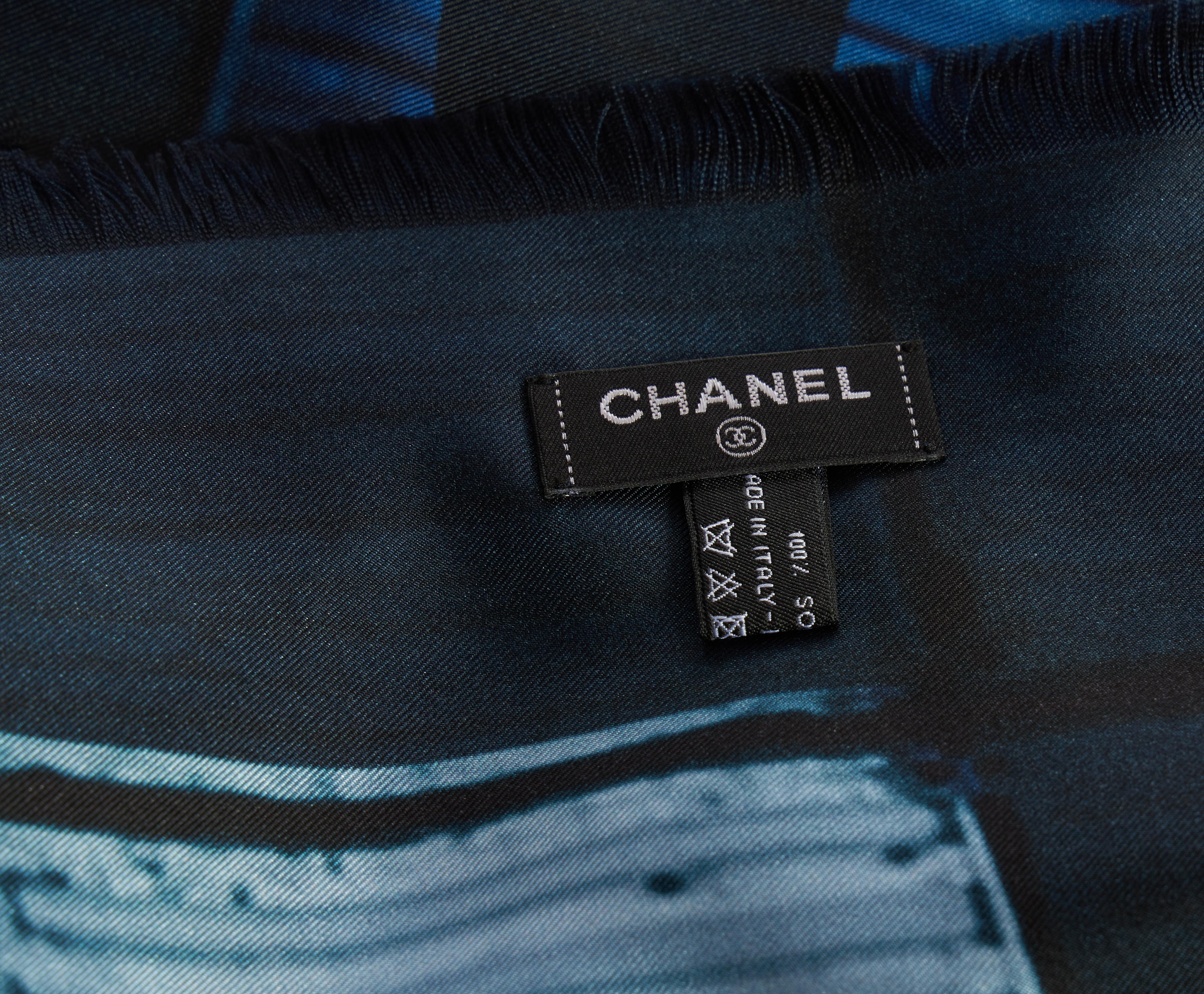 Chanel brand new in unworn condition oversize rust and blue silk 