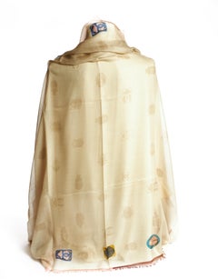 New Chanel Cream Beetles Cashmere Shawl Scarf