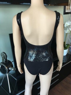 New Chanel Cruise 2016 Runway Sequin Embellished Swimsuit Bodysuit