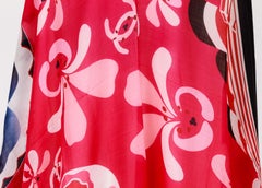 New Chanel Floral Graphic Red Cashmere Shawl Scarf 54"