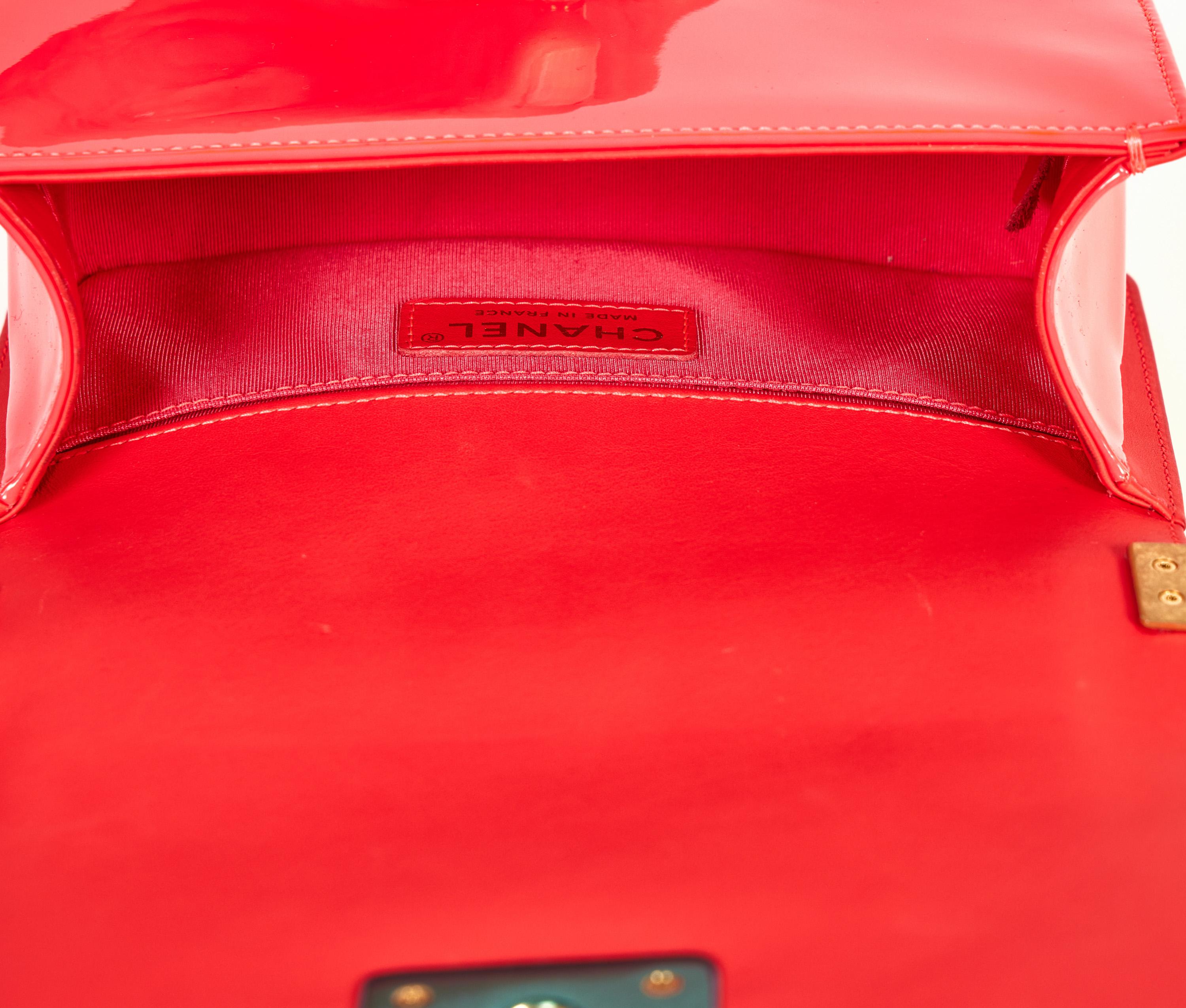 New Chanel Fluorescent Patent Pink Boy Bag For Sale 1