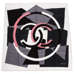 New Chanel Geometric Multicolor Silk Scarf