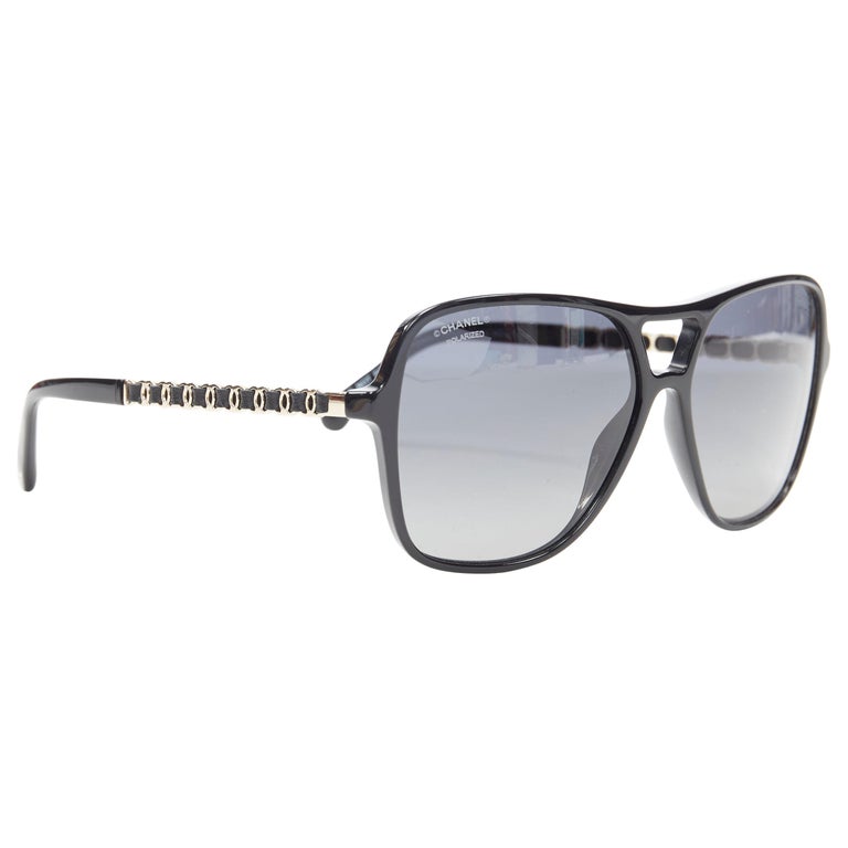new CHANEL gold CC logo chain grey polarized sunglasses 5439-Q 622
