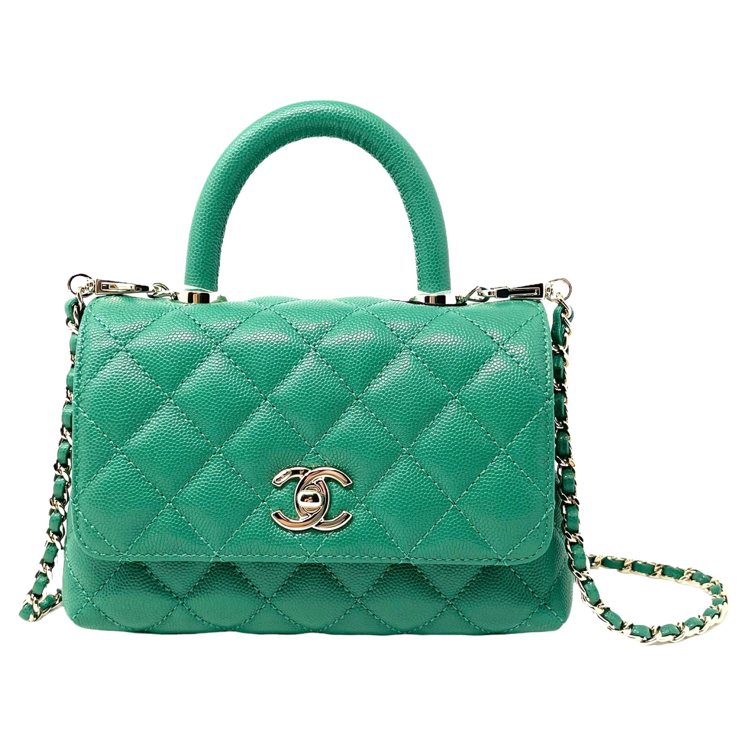 NEW Chanel Green Coco Handle Caviar Mini Flap Quilted Satchel Crossbody Bag  For Sale at 1stDibs  chanel bag chanel small flap caviar chanel coco  handle price