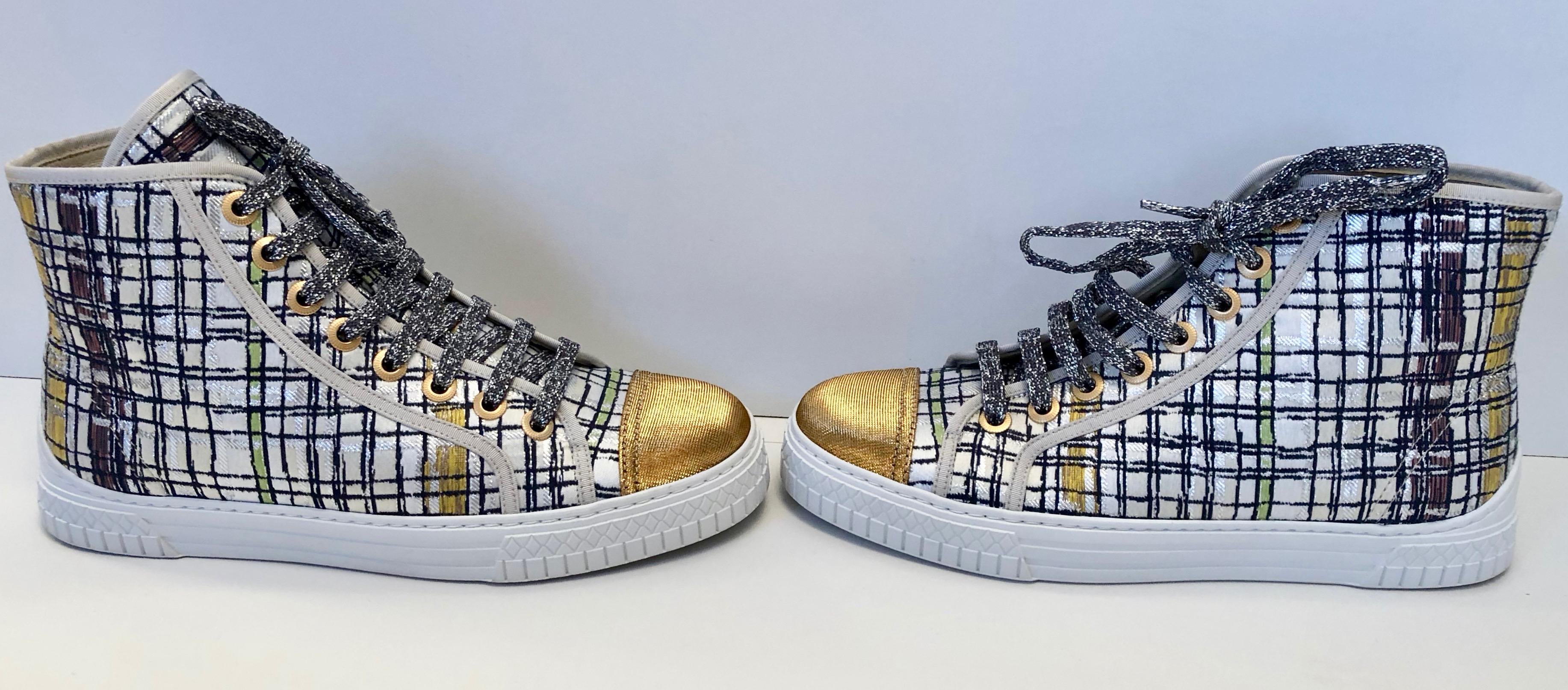Women's or Men's New Chanel High Top Sneakers For Sale