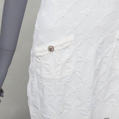 new CHANEL Karl Lagerfeld 2011 CC buttons white lace knitted mini dress FR3