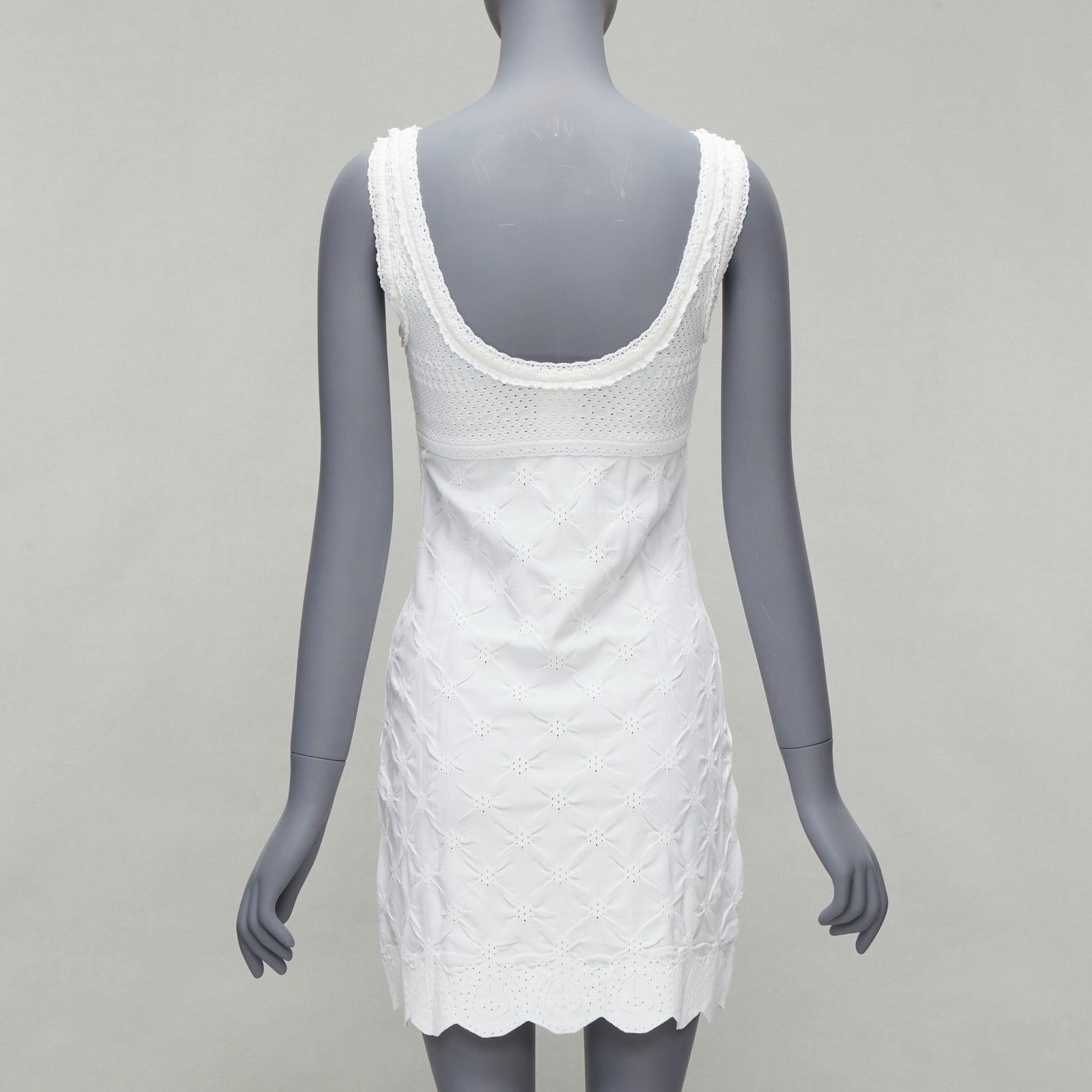 new CHANEL Karl Lagerfeld 2011 CC buttons white lace knitted mini dress FR3 For Sale 1