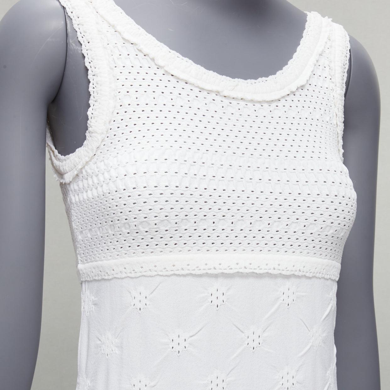 new CHANEL Karl Lagerfeld 2011 CC buttons white lace knitted mini dress FR3 For Sale 3
