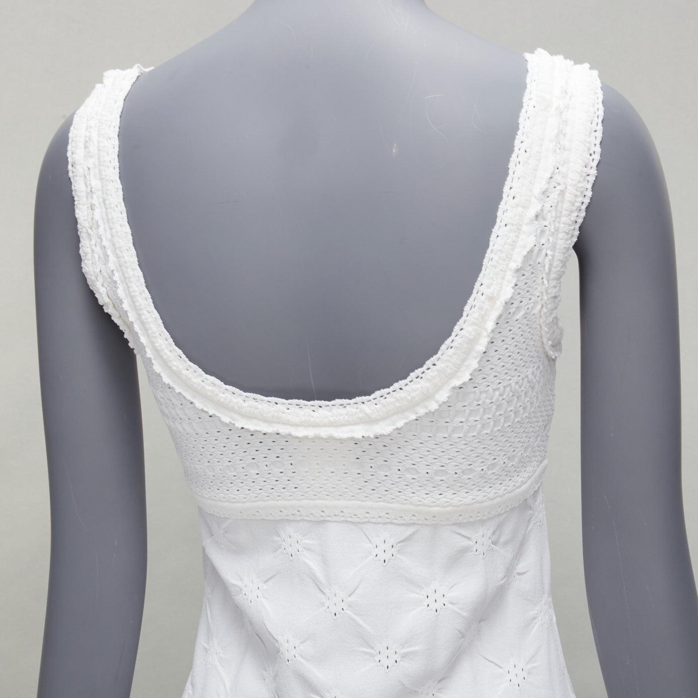 new CHANEL Karl Lagerfeld 2011 CC buttons white lace knitted mini dress FR3 For Sale 4