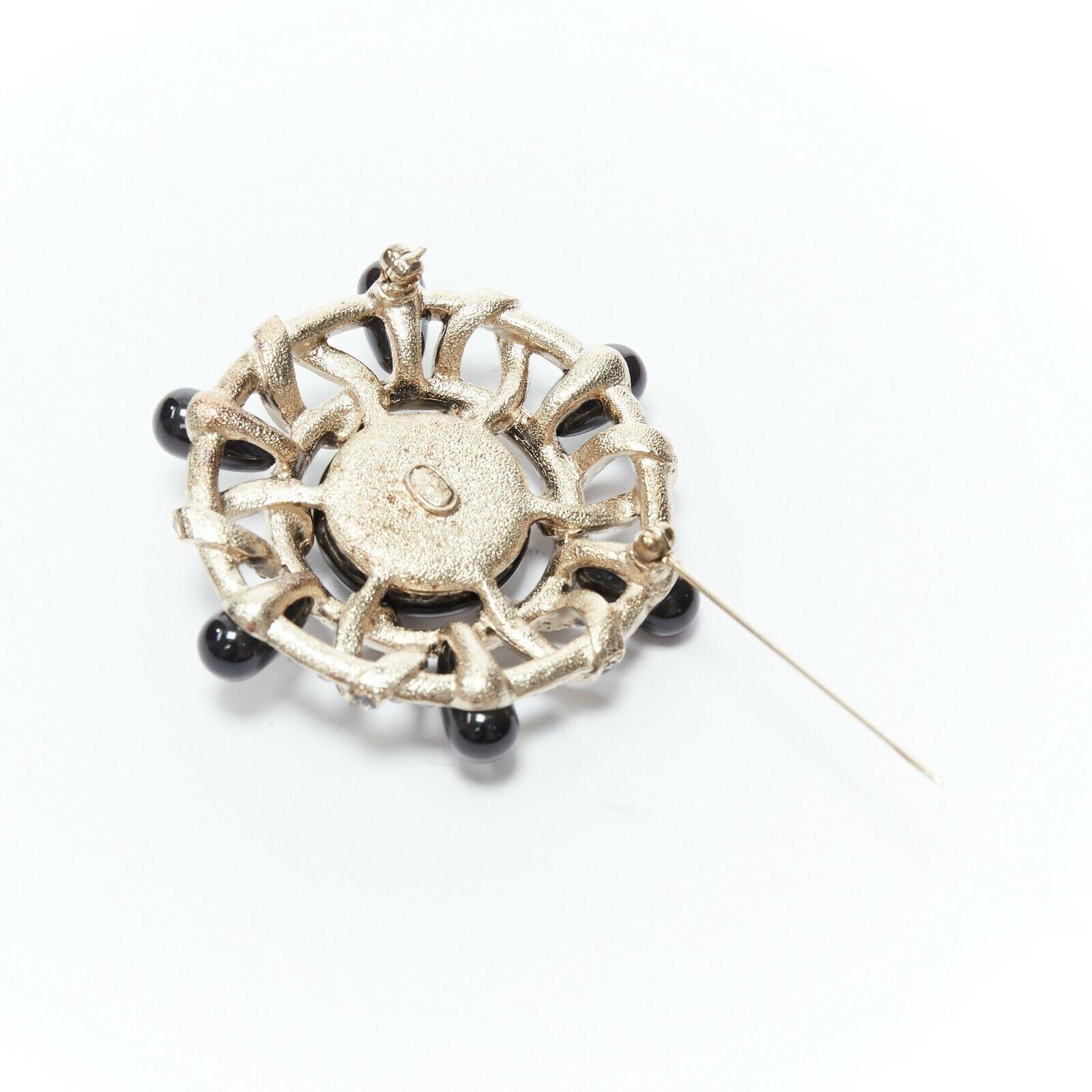 new CHANEL KARL LAGERFELD black enamel strass crystal embellished CC pin brooch 1
