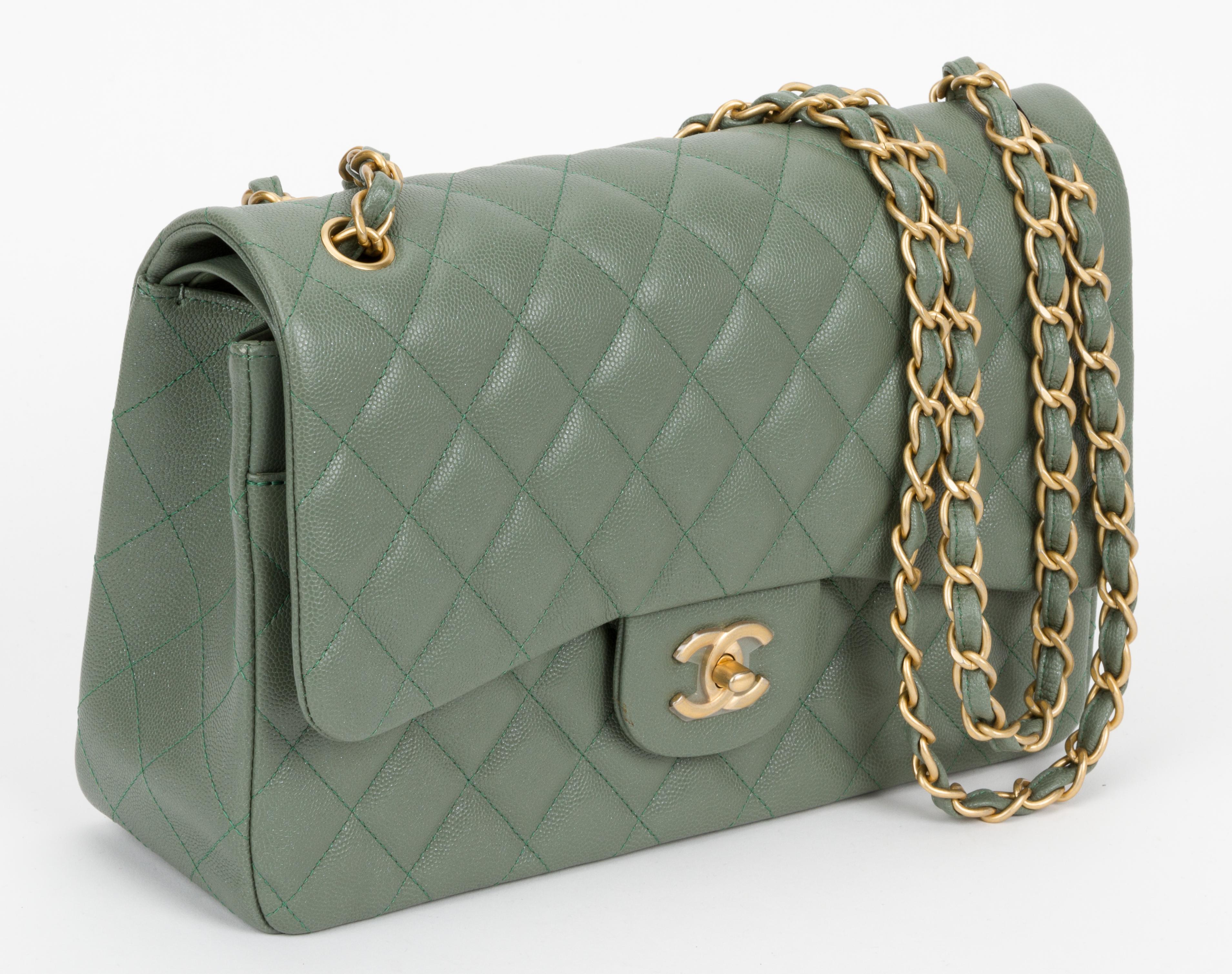 chanel khaki flap bag