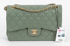 New Chanel Khaki Caviar Gold Double Flap