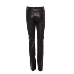 NEW Chanel Lambskin Stretch Skinny Leather Pants with Metallic Trim CC Logo 38
