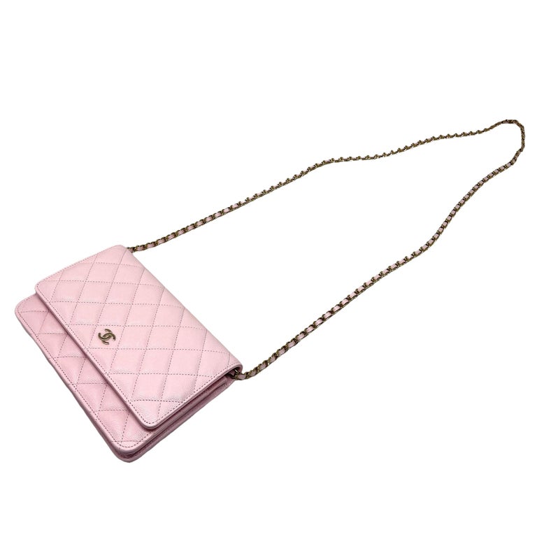NEW Chanel Light Pink Classic Quilted Caviar Leather WOC Crossbody Bag