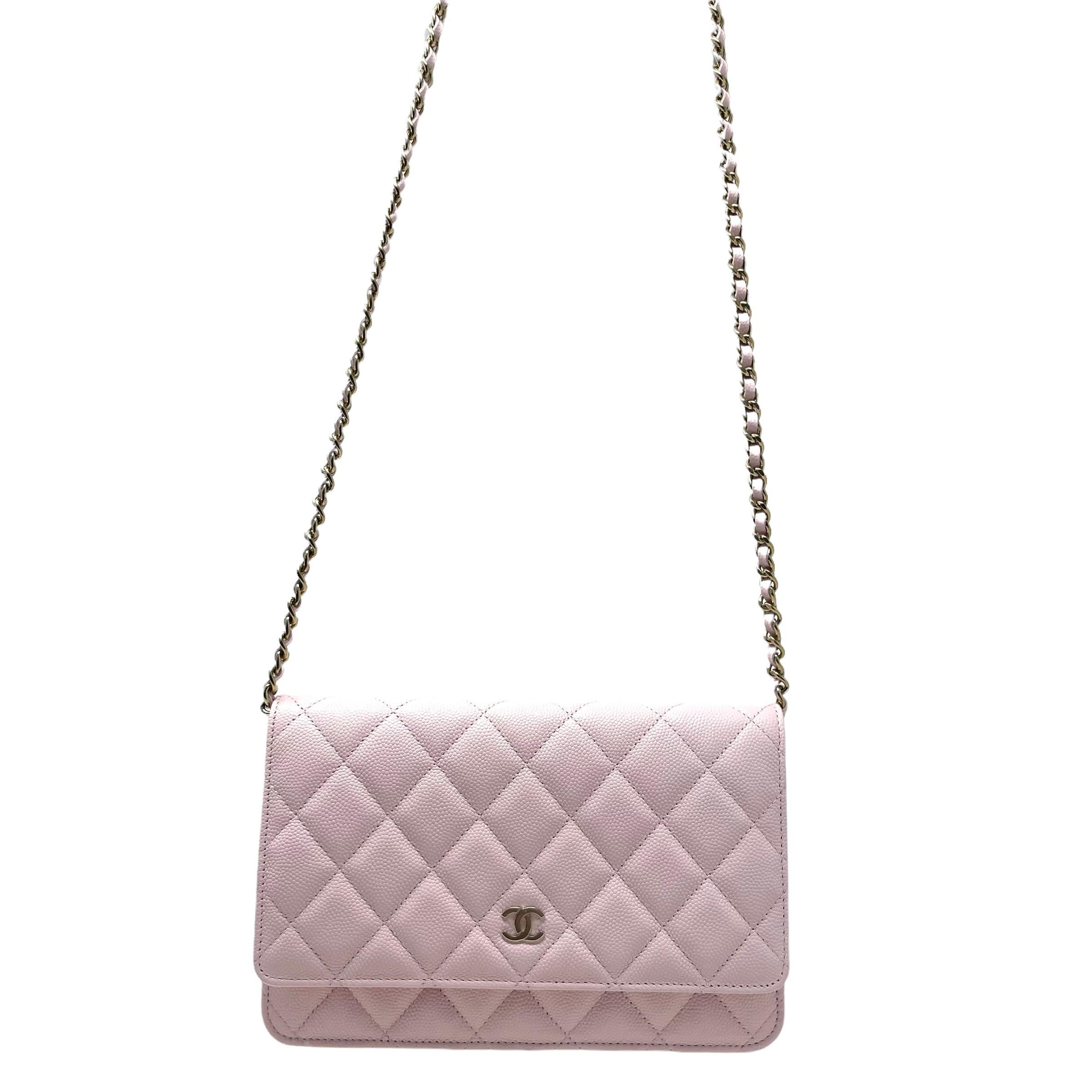 NEW Chanel Light Pink Classic Quilted Caviar Leather WOC Crossbody Bag ...