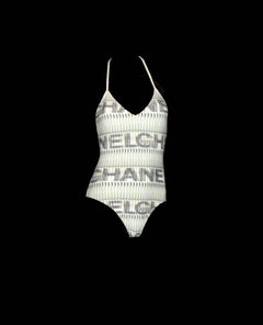 NEW Chanel 2PCS Logo Swimsuit & Cover Up Pareo Beachwear Poolside Set Ensemble