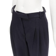 new CHANEL  metallic black pleated front chain trimmed wide leg pants FR40 M