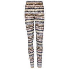 NEW Chanel Metallic Cashmere Fair Isle Intarsia Knit CC Logo Leggings Pants