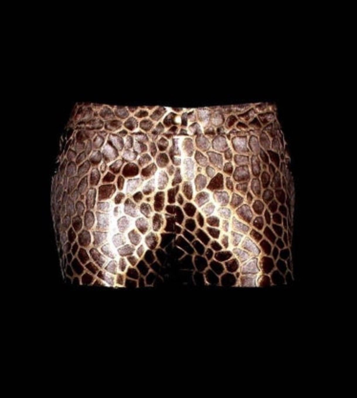 UNWORN Chanel Metallic Pelz Giraffen Tierdruck Safari Hot Hose Shorts 40 im Angebot 3