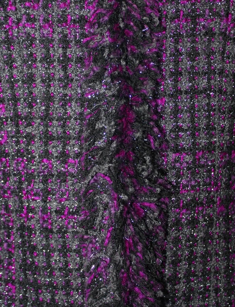 NEW Chanel Metallic Purple Fantasy Tweed Maison Lesage Fringed Jacket